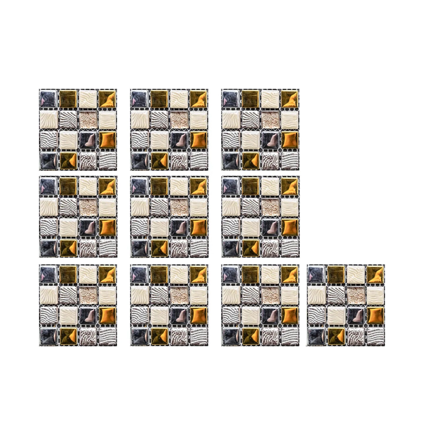 10pc 3D Crystal Tile Stickers – Waterproof Self-Adhesive Wall Decor