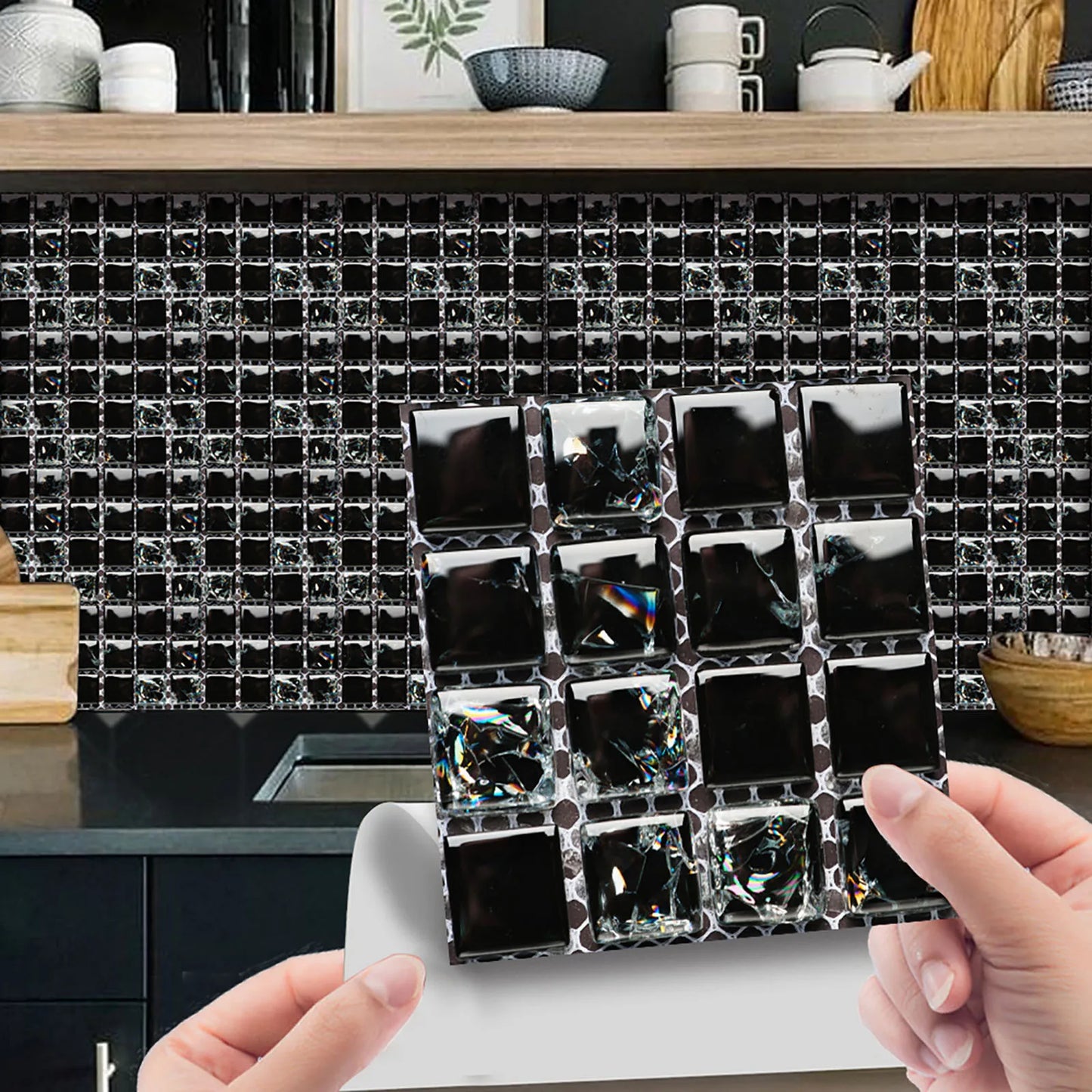 10pc 3D Crystal Tile Stickers – Waterproof Self-Adhesive Wall Decor