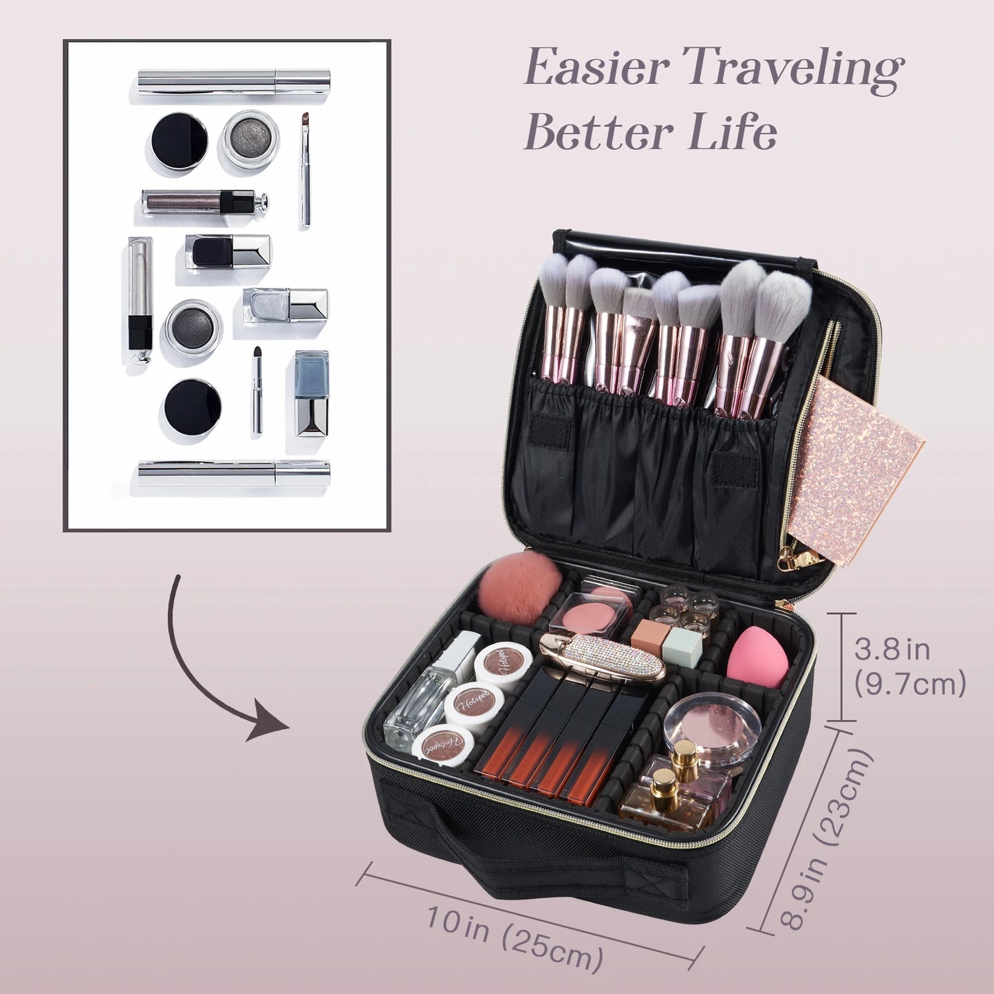 Professional Makeup Bag & Cosmetic Brush Case – Portable Waterproof Organizer