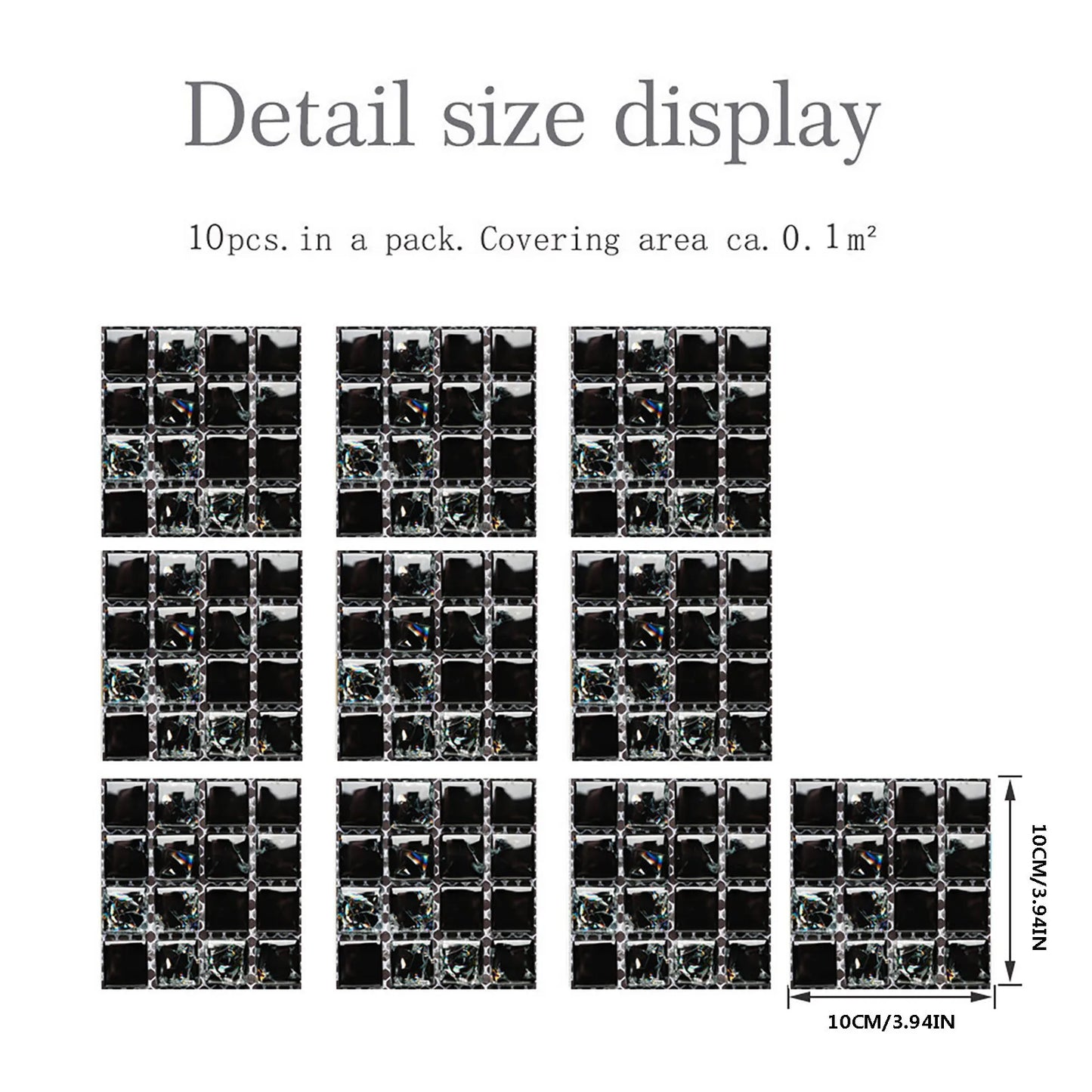 10pc 3D Crystal Tile Stickers – Waterproof Self-Adhesive Wall Decor