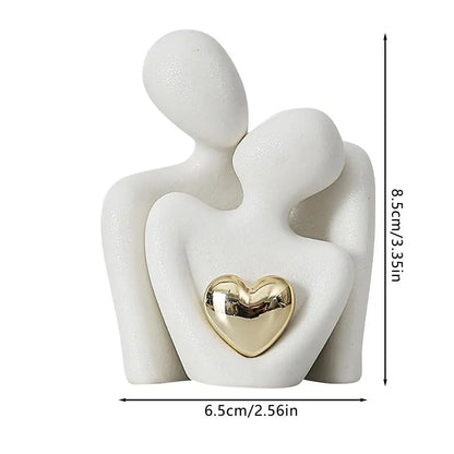 Nordic Abstract Couple Statue – Modern Ceramic Home Decor Ornament