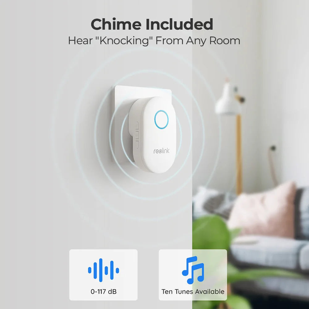 Reolink 2K+ WiFi Video Doorbell – Smart Wired PoE with Chime & Alexa Support