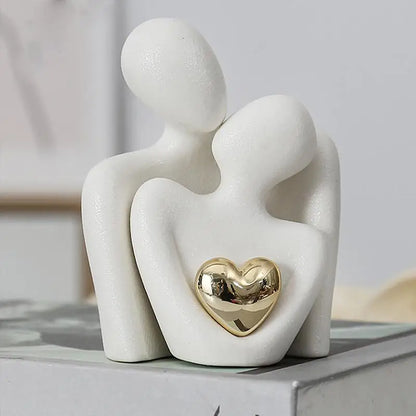 Nordic Abstract Couple Statue – Modern Ceramic Home Decor Ornament