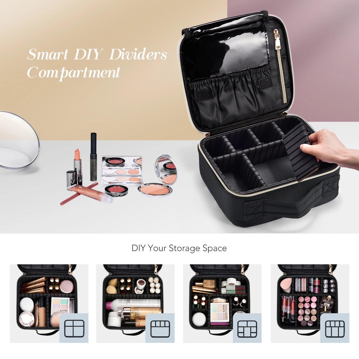 Professional Makeup Bag & Cosmetic Brush Case – Portable Waterproof Organizer