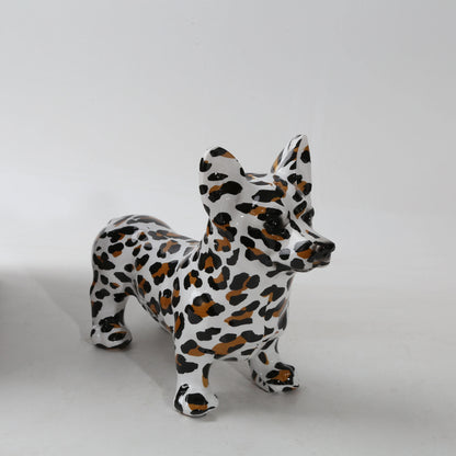 Nordic Graffiti Corgi Resin Statue – Creative Home & Office Decor