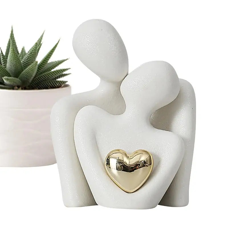 Nordic Abstract Couple Statue – Modern Ceramic Home Decor Ornament