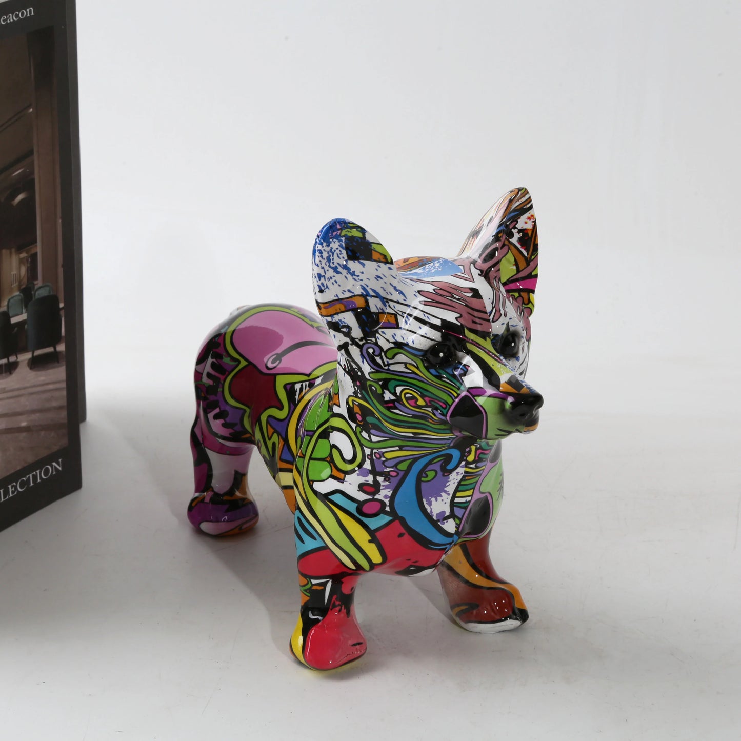 Nordic Graffiti Corgi Resin Statue – Creative Home & Office Decor