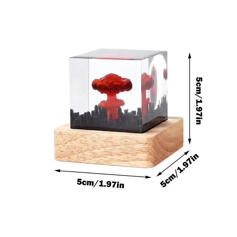 Nuclear Explosion Mushroom Cloud USB Lamp – Resin Night Light & Decor