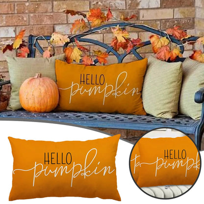 Fall Pillow Covers 12x20" – Linen Autumn Hello Pumpkin Throw Pillow