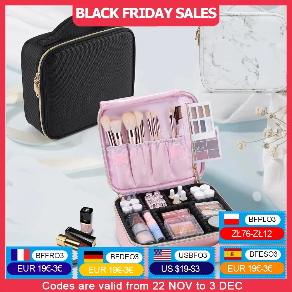 Professional Makeup Bag & Cosmetic Brush Case – Portable Waterproof Organizer