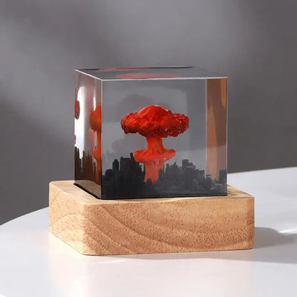 Nuclear Explosion Mushroom Cloud USB Lamp – Resin Night Light & Decor
