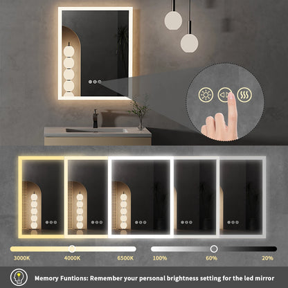 Vanity LED Bathroom Mirror – Wall Mount with Touch & Antifog Features