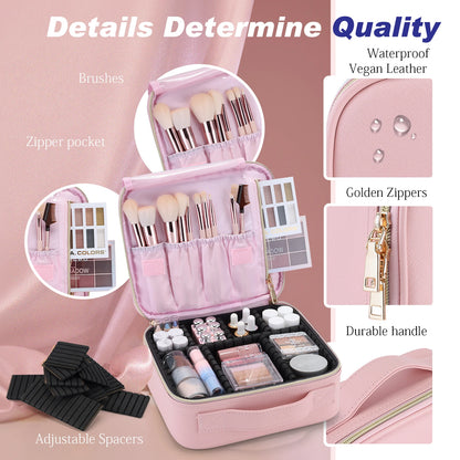 Professional Makeup Bag & Cosmetic Brush Case – Portable Waterproof Organizer