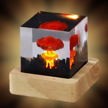 Nuclear Explosion Mushroom Cloud USB Lamp – Resin Night Light & Decor
