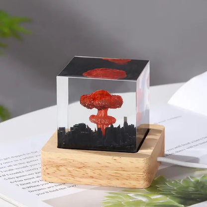Nuclear Explosion Mushroom Cloud USB Lamp – Resin Night Light & Decor