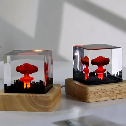 Nuclear Explosion Mushroom Cloud USB Lamp – Resin Night Light & Decor
